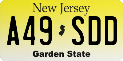 NJ license plate A49SDD