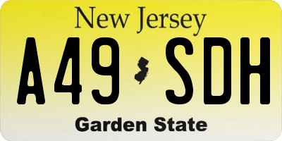 NJ license plate A49SDH