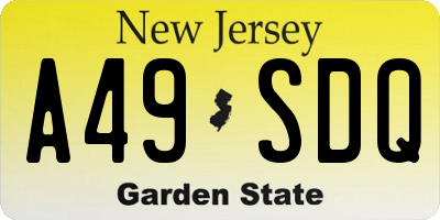 NJ license plate A49SDQ