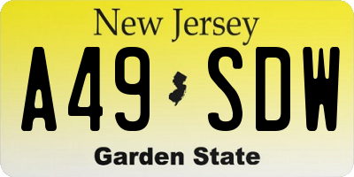 NJ license plate A49SDW