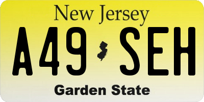 NJ license plate A49SEH