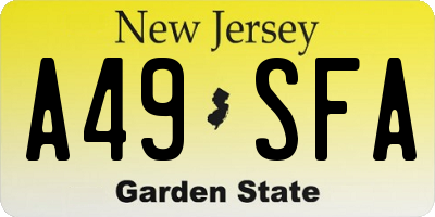 NJ license plate A49SFA