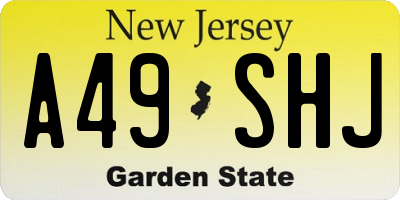 NJ license plate A49SHJ