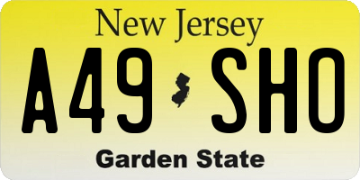 NJ license plate A49SHO