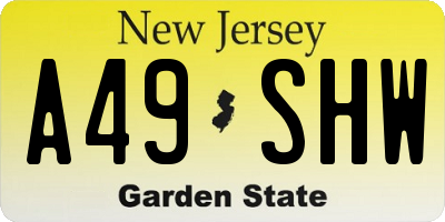 NJ license plate A49SHW