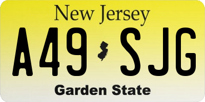 NJ license plate A49SJG