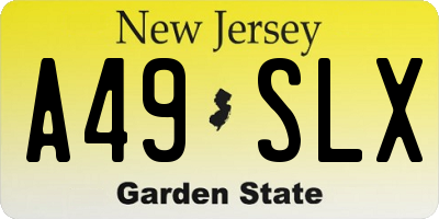NJ license plate A49SLX