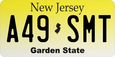 NJ license plate A49SMT