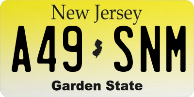 NJ license plate A49SNM