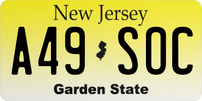 NJ license plate A49SOC