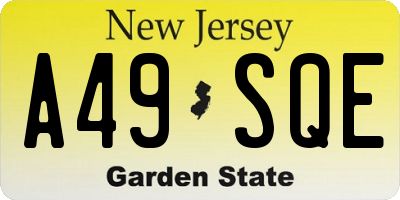 NJ license plate A49SQE