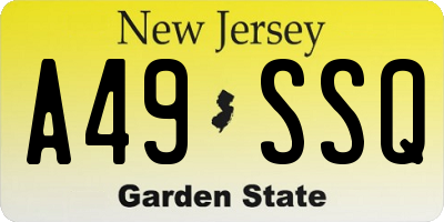 NJ license plate A49SSQ