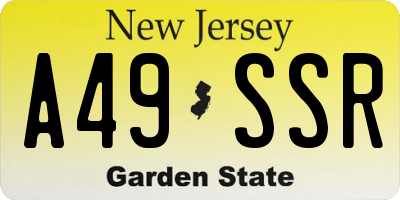 NJ license plate A49SSR