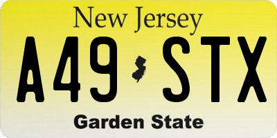 NJ license plate A49STX