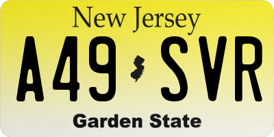 NJ license plate A49SVR