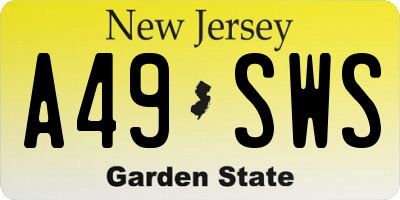 NJ license plate A49SWS