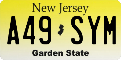 NJ license plate A49SYM