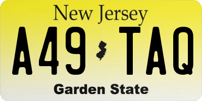 NJ license plate A49TAQ