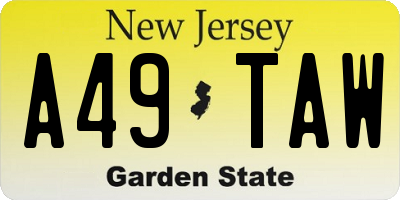 NJ license plate A49TAW
