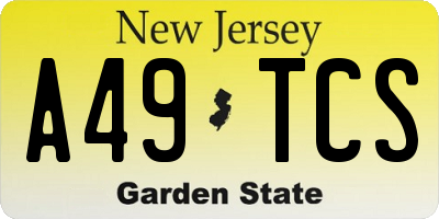 NJ license plate A49TCS