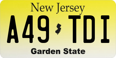 NJ license plate A49TDI