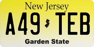 NJ license plate A49TEB