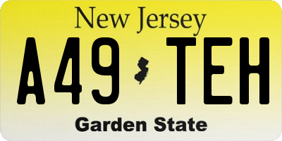 NJ license plate A49TEH