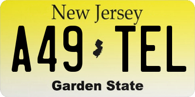 NJ license plate A49TEL