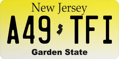 NJ license plate A49TFI