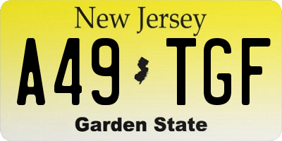NJ license plate A49TGF