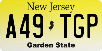 NJ license plate A49TGP