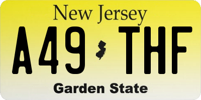 NJ license plate A49THF