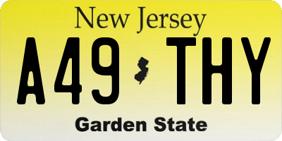 NJ license plate A49THY
