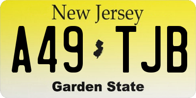 NJ license plate A49TJB