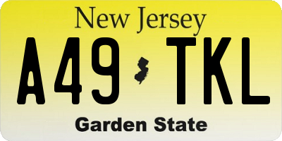 NJ license plate A49TKL