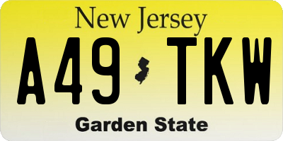 NJ license plate A49TKW