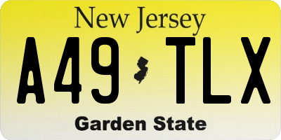 NJ license plate A49TLX