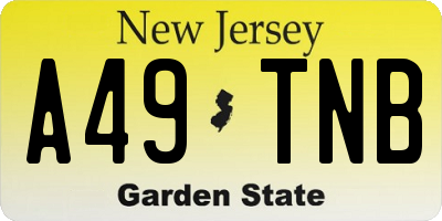 NJ license plate A49TNB