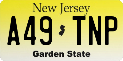 NJ license plate A49TNP