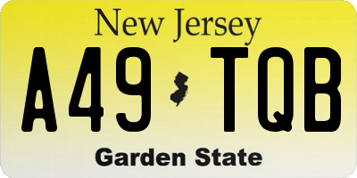 NJ license plate A49TQB
