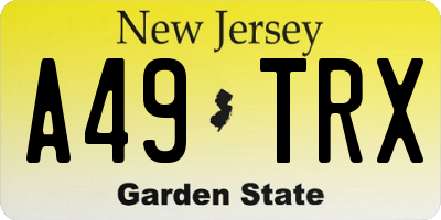 NJ license plate A49TRX