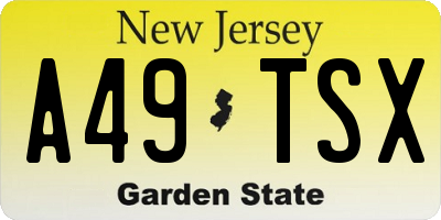 NJ license plate A49TSX
