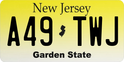 NJ license plate A49TWJ