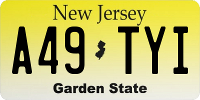 NJ license plate A49TYI