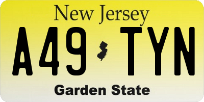 NJ license plate A49TYN