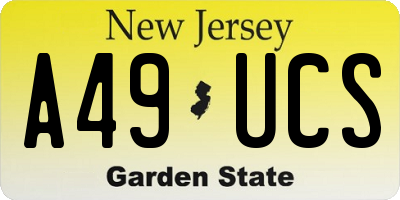 NJ license plate A49UCS
