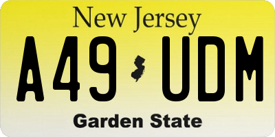 NJ license plate A49UDM
