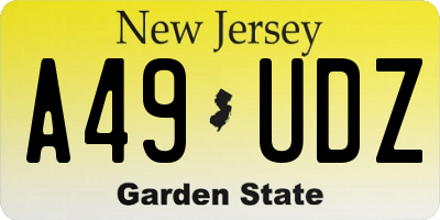 NJ license plate A49UDZ