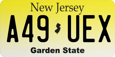 NJ license plate A49UEX