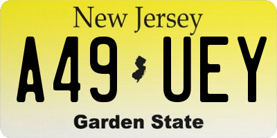 NJ license plate A49UEY